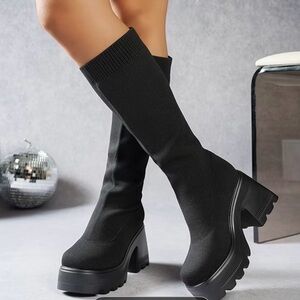 Women’s Black Platform Mid-Calf Boots